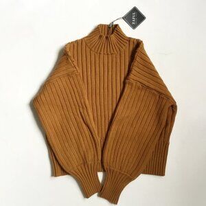 Zaful Women's Cropped Boxy Brown Mockneck Sweater NWT OS